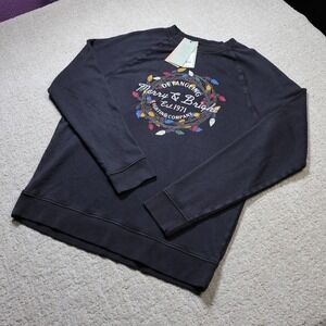 Goodfellow & Co Mens Merry & Bright Christmas Sweatshirt Washed Black M NWT